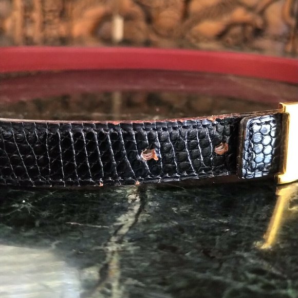 Hermès Crocodile 18K Gold H Logo Black & Red Belt - Picture 8 of 12